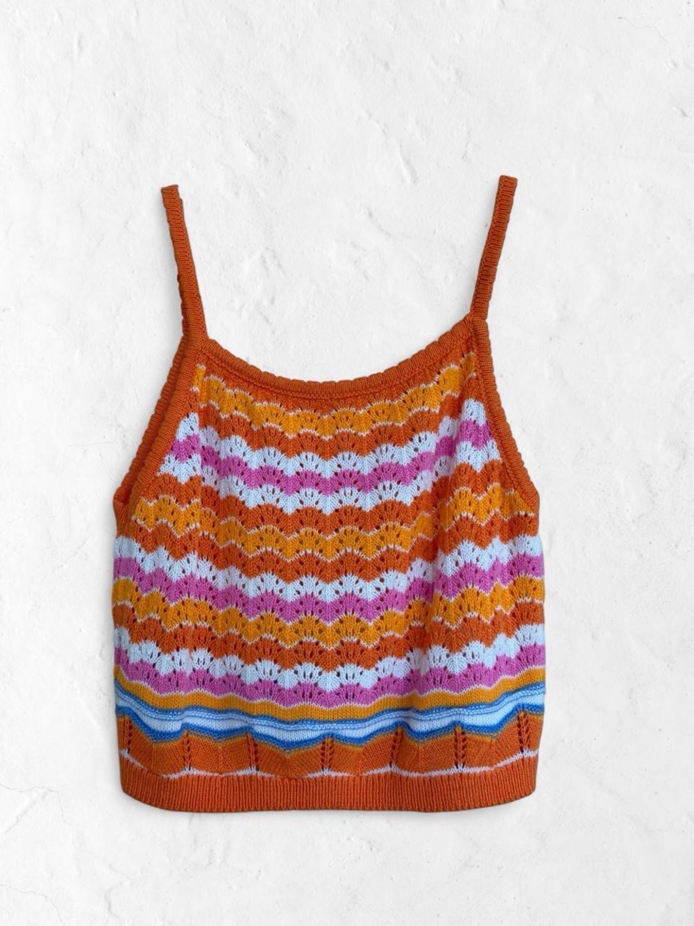 SHEIN Multicolor Knit Cami with Wave Stripe Detail, Medium